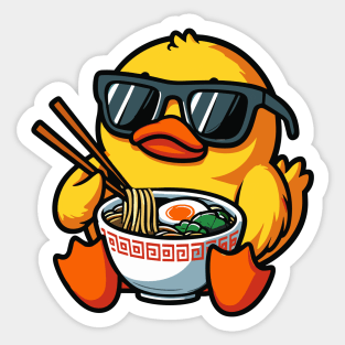 Duck With Sunglasses Eating Ramen Sticker